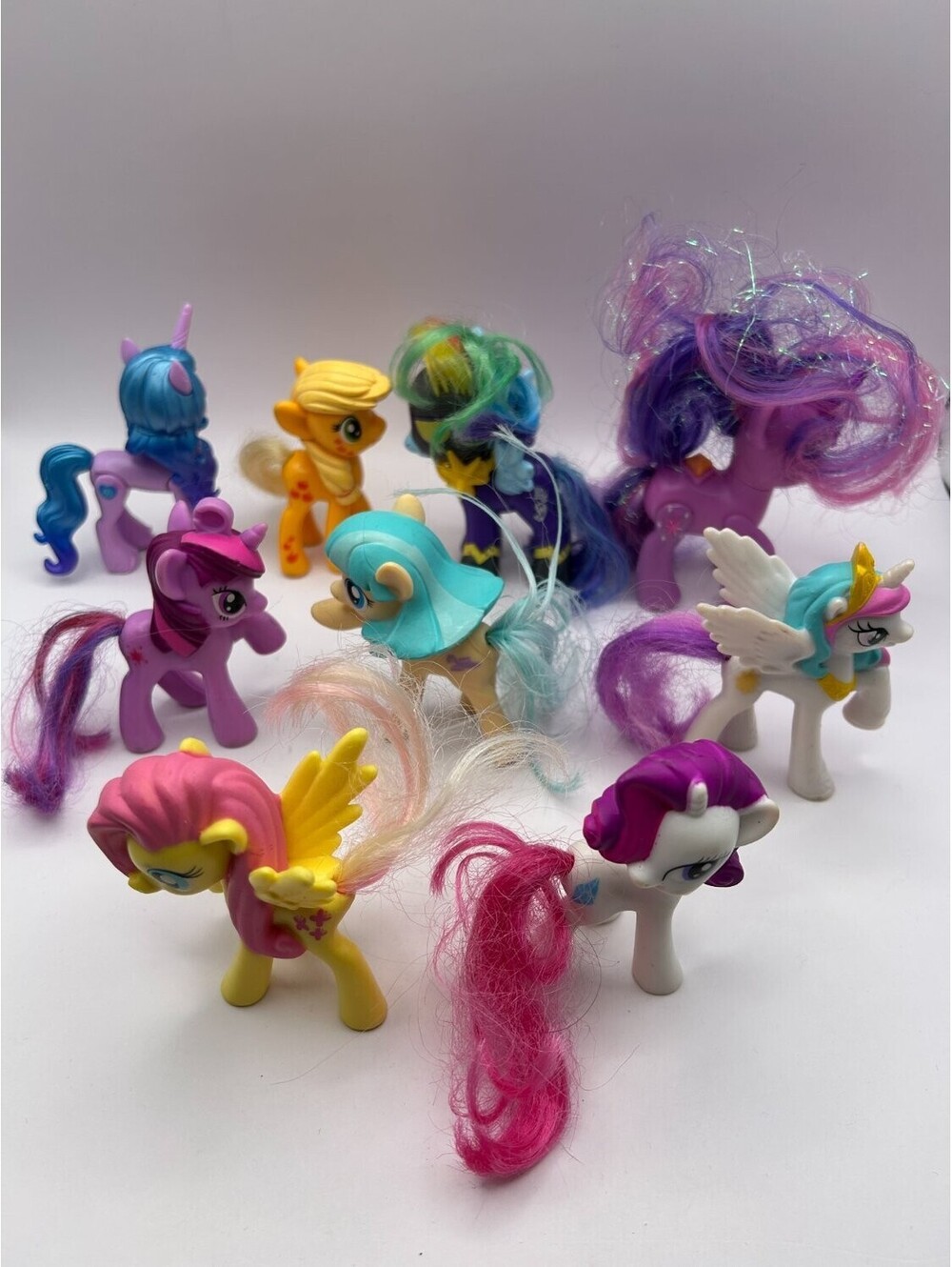 My Little Pony Lot of 9 Figures Twilight Sparkle Rainbow Dash Celestia Applejack